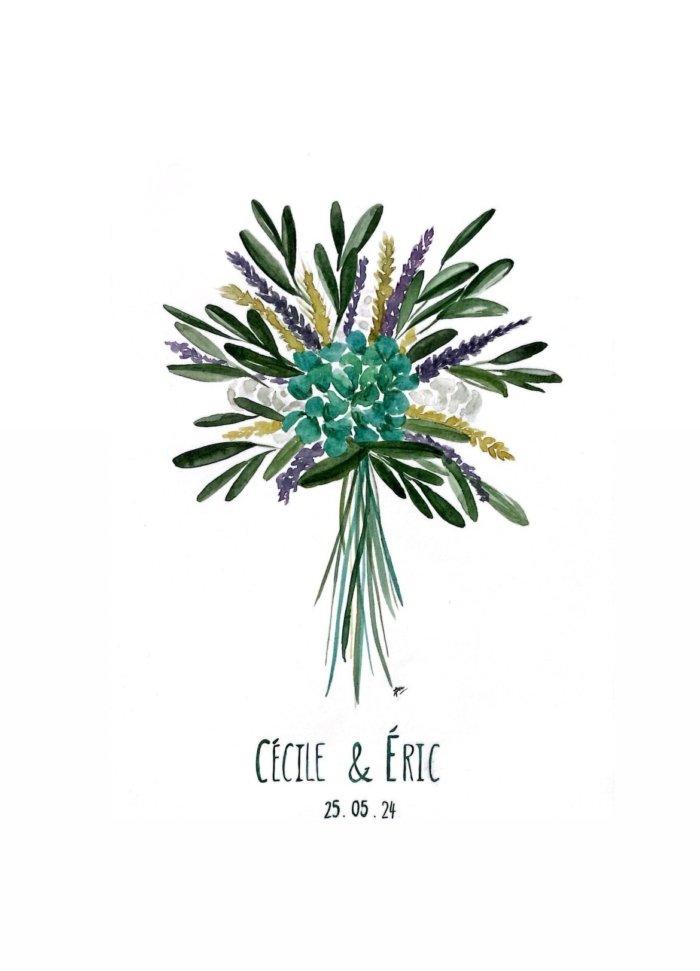 Illustration bouquet de mariée A PERSONNALISER - A3 – Image 1
