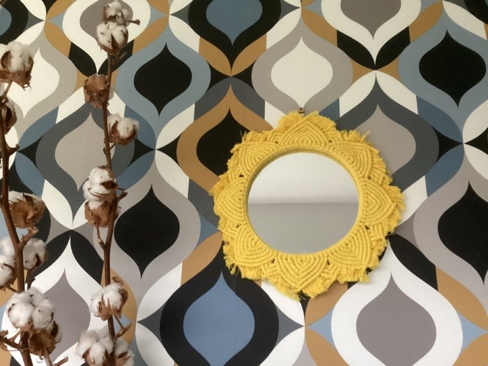 Couronne Macrame mandala avec miroir – Image 1