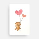 Carte Ourson ballons cœurs - 18x12cm