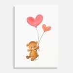Affiche Ourson ballons cœurs - A3