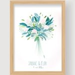 Illustration bouquet de mariée aquarelle A PERSONNALISER - A4