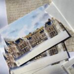 Cours de Marbre, château de Versailles, aquarelle