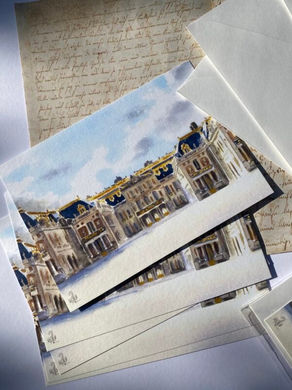 Cours de Marbre, château de Versailles, aquarelle