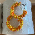 Créoles bicolores 2.5 cm de diamètre Orange et jaune